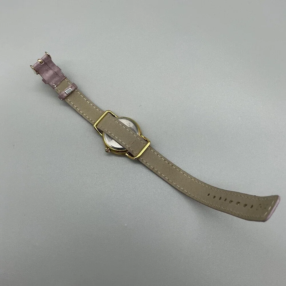 Becora V3080 Womens Watch 26mm Moon Phase Gold Tone Pink Strap New Battery